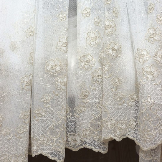 Prag V-11 Wholesale Brode Embroidered Tulle Curtain Fabrics Living Room and Bedroom Curtains 5 Models 100% Polyester