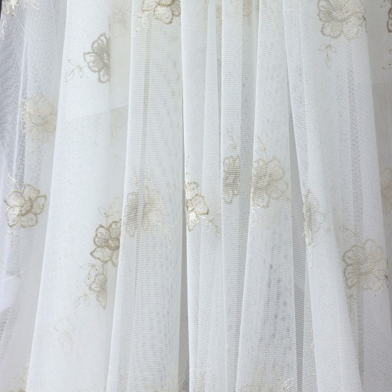 Prag V-11 Wholesale Brode Embroidered Tulle Curtain Fabrics Living Room and Bedroom Curtains 5 Models 100% Polyester
