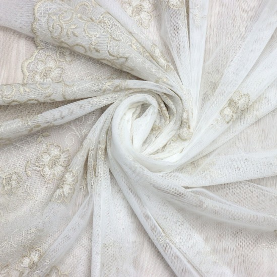 Prag V-11 Wholesale Brode Embroidered Tulle Curtain Fabrics Living Room and Bedroom Curtains 5 Models 100% Polyester