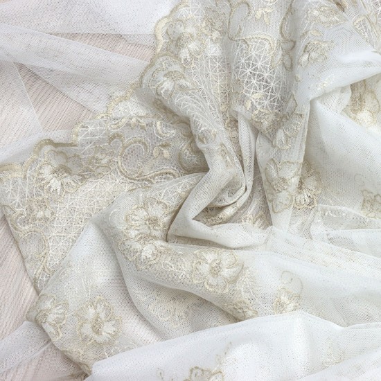 Prag V-11 Wholesale Brode Embroidered Tulle Curtain Fabrics Living Room and Bedroom Curtains 5 Models 100% Polyester