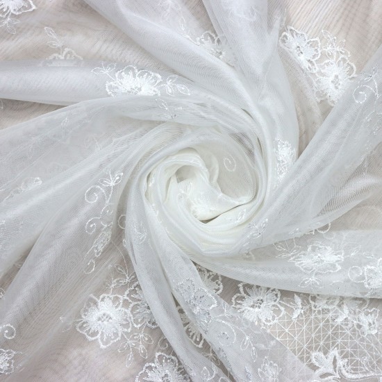 Prag V--2 Wholesale Brode Embroidered Tulle Curtain Fabrics Living Room and Bedroom Curtains 5 Models 100% Polyester