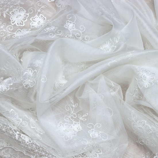 Prag V--2 Wholesale Brode Embroidered Tulle Curtain Fabrics Living Room and Bedroom Curtains 5 Models 100% Polyester