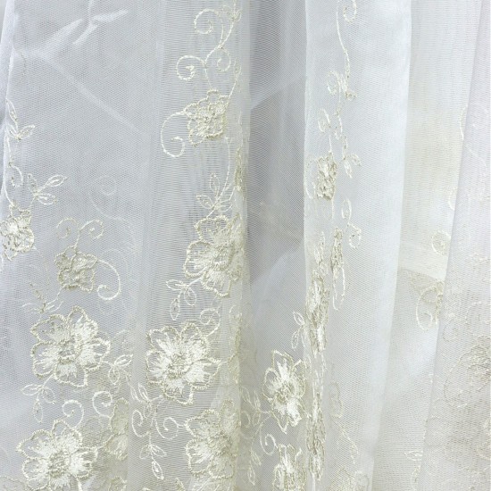 Prag V-4 Wholesale Brode Embroidered Tulle Curtain Fabrics Living Room and Bedroom Curtains 5 Models 100% Polyester