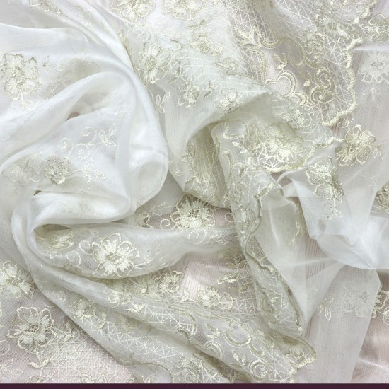 Prag V-4 Wholesale Brode Embroidered Tulle Curtain Fabrics Living Room and Bedroom Curtains 5 Models 100% Polyester