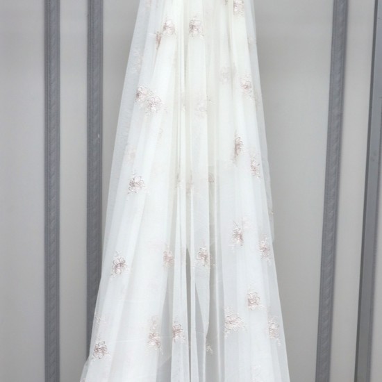 Prag V-5 Wholesale Brode Embroidered Tulle Curtain Fabrics Living Room and Bedroom Curtains 5 Models 100% Polyester