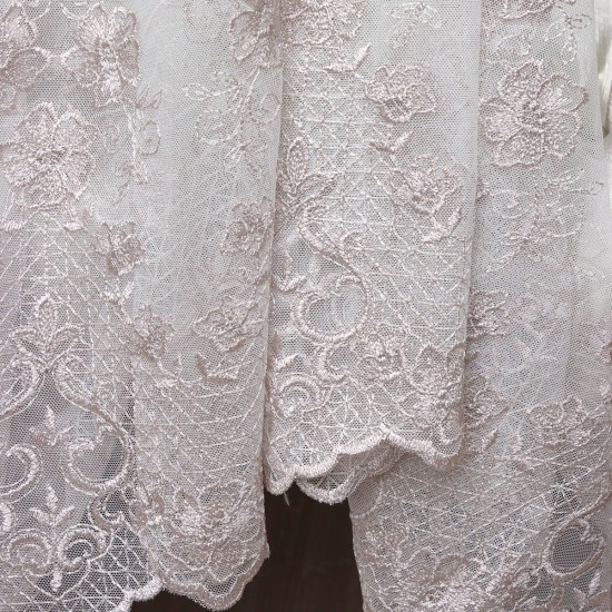 Prag V-5 Wholesale Brode Embroidered Tulle Curtain Fabrics Living Room and Bedroom Curtains 5 Models 100% Polyester