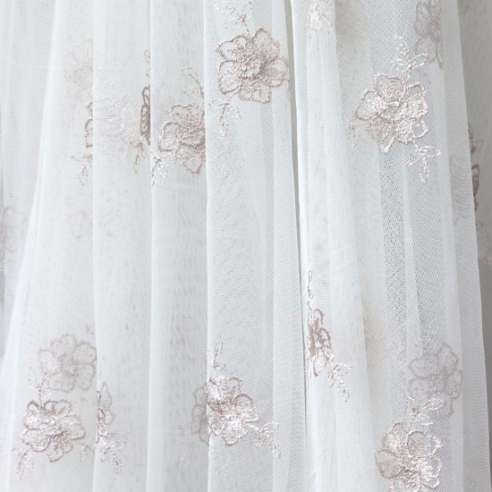 Prag V-5 Wholesale Brode Embroidered Tulle Curtain Fabrics Living Room and Bedroom Curtains 5 Models 100% Polyester