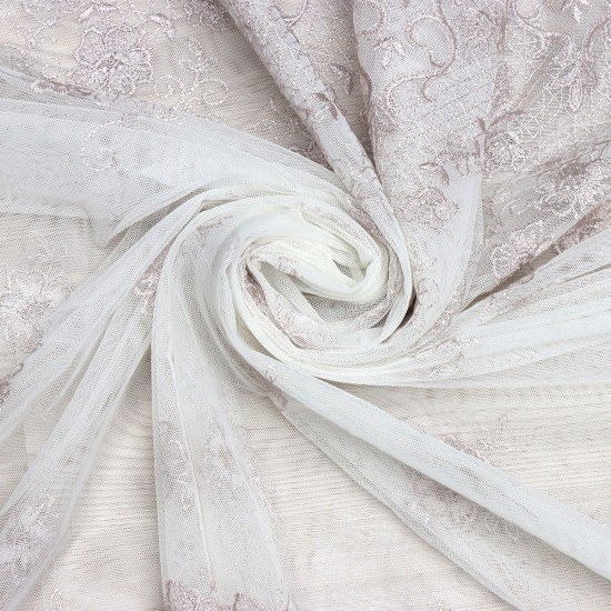 Prag V-5 Wholesale Brode Embroidered Tulle Curtain Fabrics Living Room and Bedroom Curtains 5 Models 100% Polyester