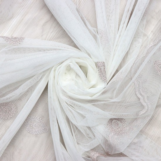 Quba V-5 Wholesale Brode Embroidered Tulle Curtain Fabrics Living Room and Bedroom Curtains 2 Models 100% Polyester