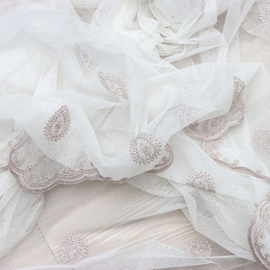 Quba V-5 Wholesale Brode Embroidered Tulle Curtain Fabrics Living Room and Bedroom Curtains 2 Models 100% Polyester