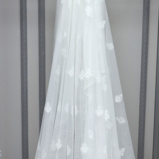 Roma V-2 Wholesale Brode Embroidered Tulle Curtain Fabrics Living Room and Bedroom Curtains 4 Models 100% Polyester