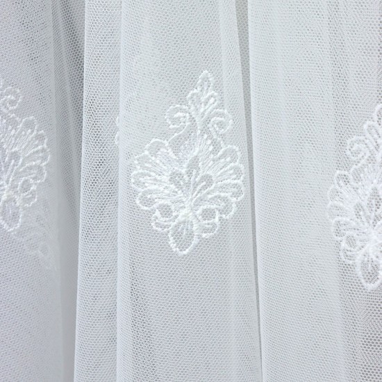 Roma V-2 Wholesale Brode Embroidered Tulle Curtain Fabrics Living Room and Bedroom Curtains 4 Models 100% Polyester