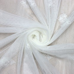 Roma V-2 Wholesale Brode Embroidered Tulle Curtain Fabrics Living Room and Bedroom Curtains 4 Models 100% Polyester