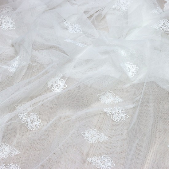 Roma V-3 Wholesale Brode Embroidered Tulle Curtain Fabrics Living Room and Bedroom Curtains 4 Models 100% Polyester