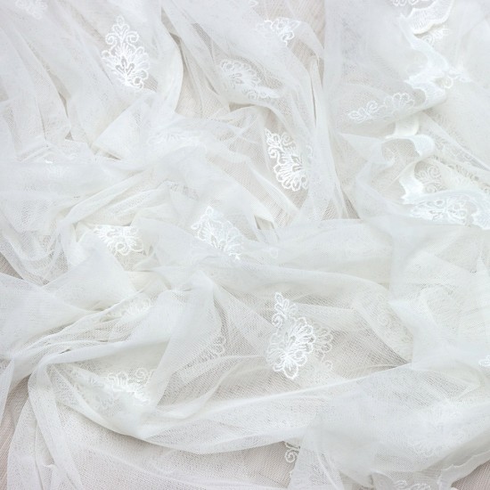 Roma V-3 Wholesale Brode Embroidered Tulle Curtain Fabrics Living Room and Bedroom Curtains 4 Models 100% Polyester