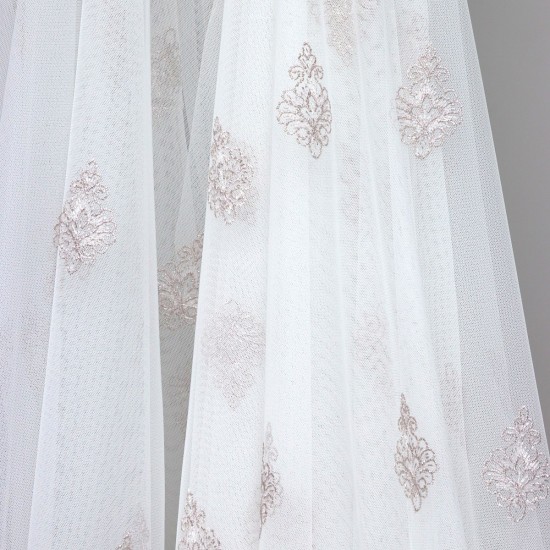 Roma V-5 Wholesale Brode Embroidered Tulle Curtain Fabrics Living Room and Bedroom Curtains 4 Models 100% Polyester