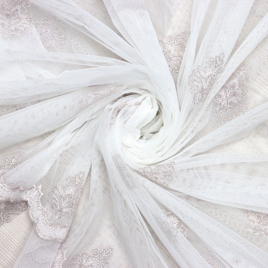 Roma V-5 Wholesale Brode Embroidered Tulle Curtain Fabrics Living Room and Bedroom Curtains 4 Models 100% Polyester