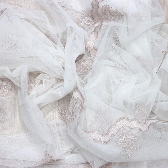 Roma V-5 Wholesale Brode Embroidered Tulle Curtain Fabrics Living Room and Bedroom Curtains 4 Models 100% Polyester