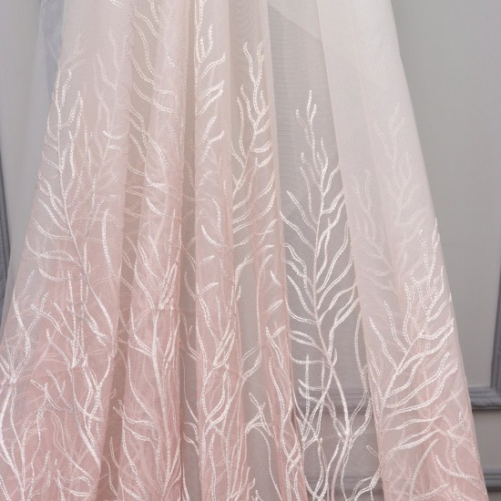 Sarmaşık V-700 Wholesale Brode Tulle Curtain Fabrics Living Room and Bedroom Curtains 2 Models 100% Polyester