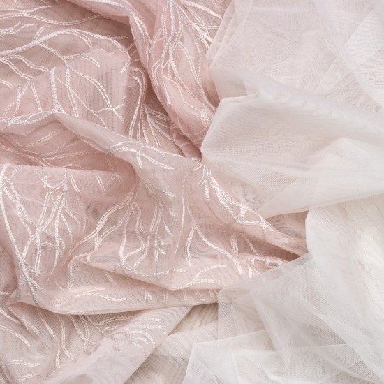 Sarmaşık V-700 Wholesale Brode Tulle Curtain Fabrics Living Room and Bedroom Curtains 2 Models 100% Polyester