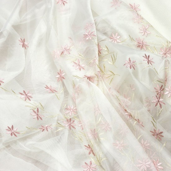 Seul V-67 Wholesale Brode Embroidered Tulle Curtain Fabrics Living Room and Bedroom Curtains 2 Models 100% Polyester