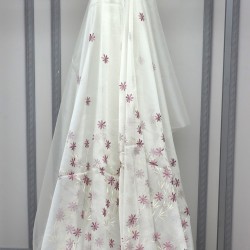 Seul V-68 Wholesale Brode Embroidered Tulle Curtain Fabrics Living Room and Bedroom Curtains 2 Models 100% Polyester