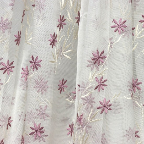 Seul V-68 Wholesale Brode Embroidered Tulle Curtain Fabrics Living Room and Bedroom Curtains 2 Models 100% Polyester