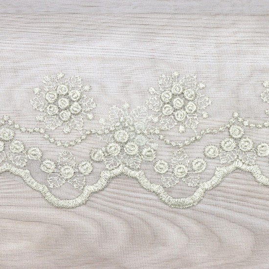 Tebriz V-4 Wholesale Brode Embroidered Tulle Curtain Fabrics Living Room and Bedroom Curtains 4 Models 100% Polyester