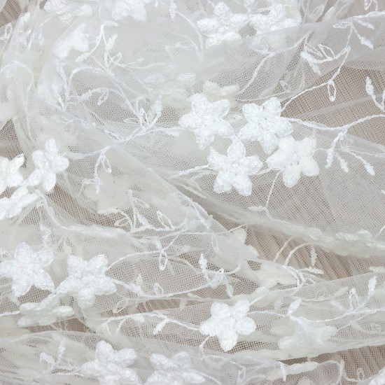 Tiflis V-1 Wholesale Brode Embroidered Tulle Curtain Fabrics Living Room and Bedroom Curtains 2 Models 100% Polyester