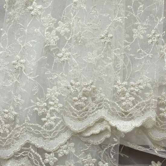 Tiflis V-4 Wholesale Brode Embroidered Tulle Curtain Fabrics Living Room and Bedroom Curtains 2 Models 100% Polyester