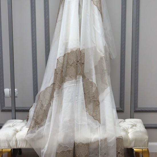 Venüs V-44 Wholesale Brode Embroidered Tulle Curtain Fabrics Living Room and Bedroom Curtains 5 Models 100% Polyester