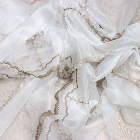 Newcity V-9 Wholesale Embroidered Brode Tulle Curtain Fabrics Living Room and Bedroom Curtains 4 Models 100% Polyester