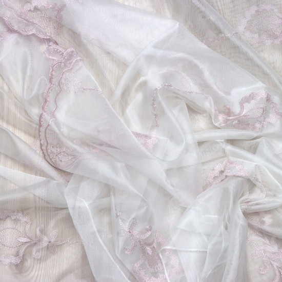 Cloud V-3 Wholesale Embroidered Tulle Curtain Fabrics Living Room and Bedroom Curtains 4 Models 100% Polyester