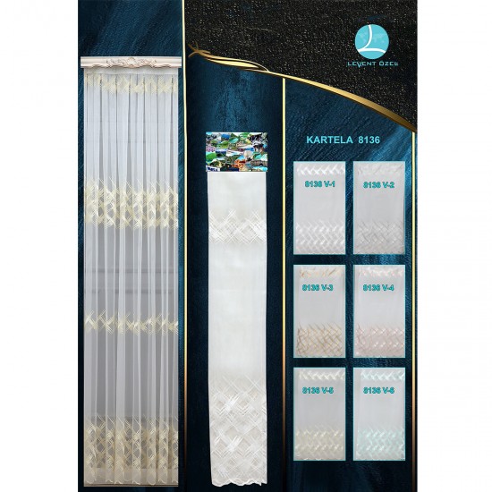 8136 Color Chart Transparent Decorative Tulle Curtain Fabric 100% Polyester 6 Models